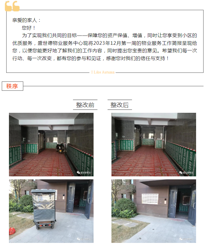 济源德鸿·迎宾府丨十二月第一周物业工作简报